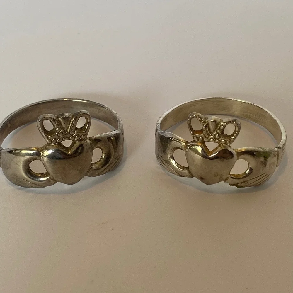 Peggy Wilkins Claddagh Napkin Rings Set of 6 Silver EPNS Good Irish Heritage
